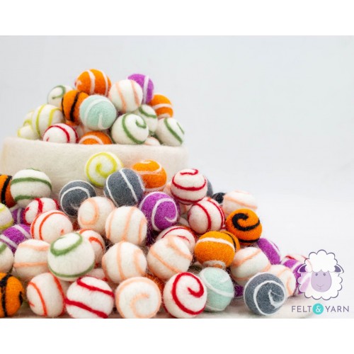 2cm Swirl Felt Balls | Wholesale Felt Balls