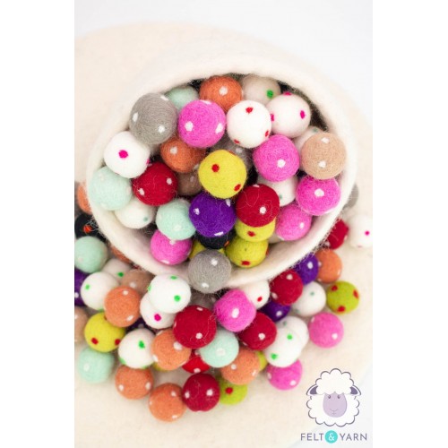2cm Polka Dot Felt Balls | Wholesale Felt Balls
