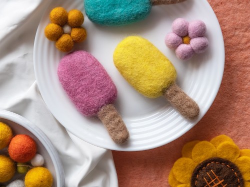 10cm Colorful Handmade Wool Felt Popsicle