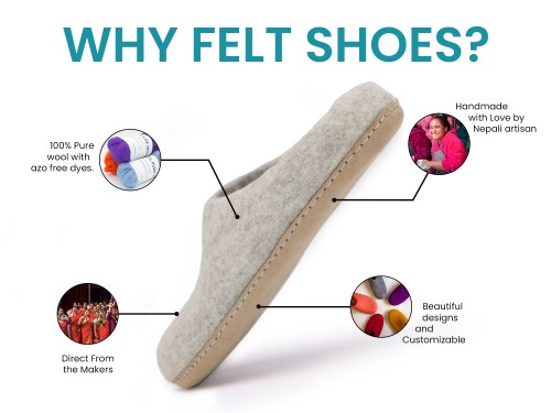 Light Grey Felt Slippers