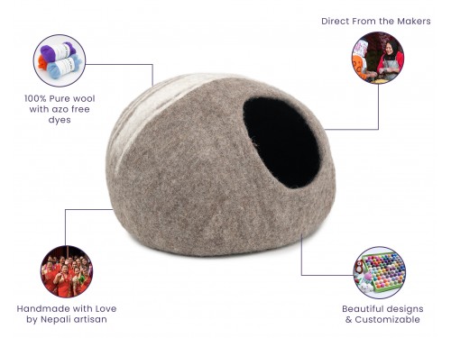 Handmade Wool Felted Cat Cave