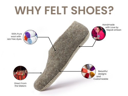 Marbled Grey Handmade Wool Felt Ankle Boot