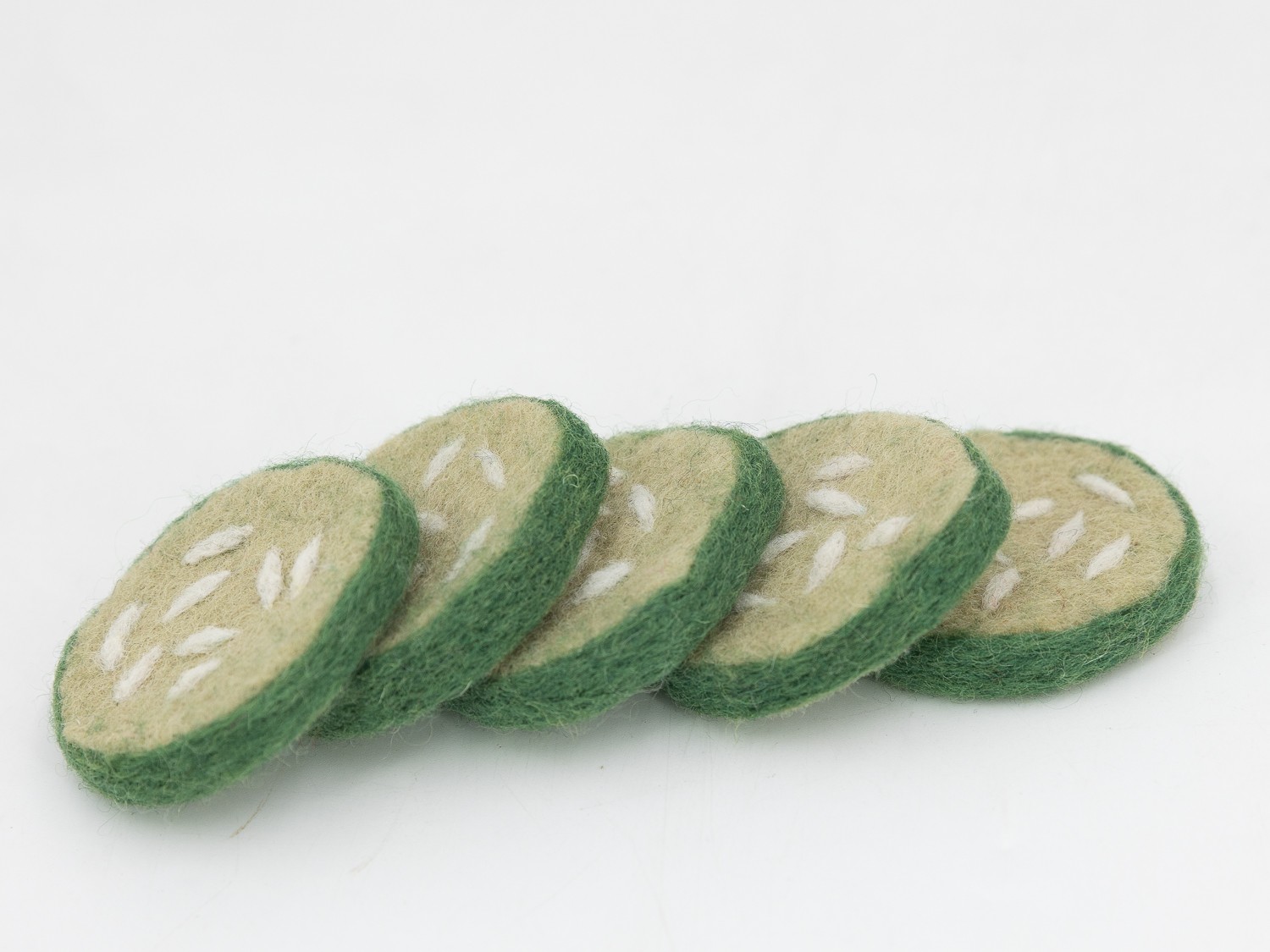 6cm Wool Felt Cucumber Slices