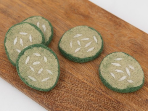 6cm Wool Felt Cucumber Slices