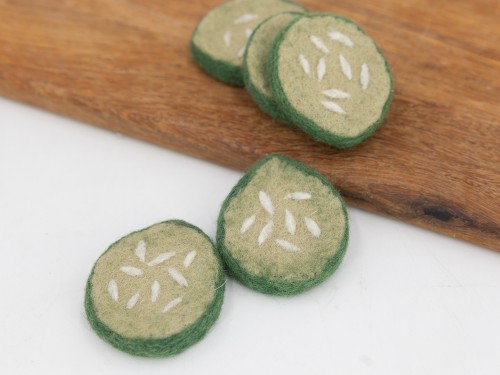 6cm Wool Felt Cucumber Slices