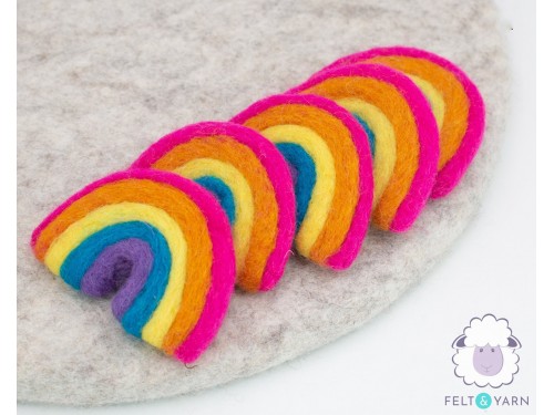 7x6cm Wool Felt Rainbows - Felt and Yarn