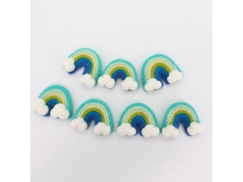 7x6cm Blue Felt Rainbow with Clouds