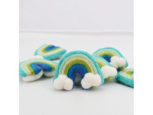 7x6cm Blue Felt Rainbow with Clouds