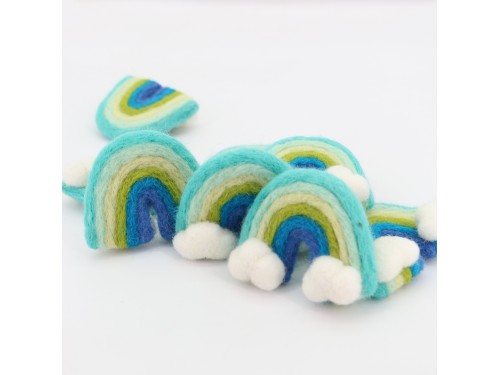 7x6cm Blue Felt Rainbow with Clouds