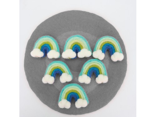7x6cm Blue Felt Rainbow with Clouds