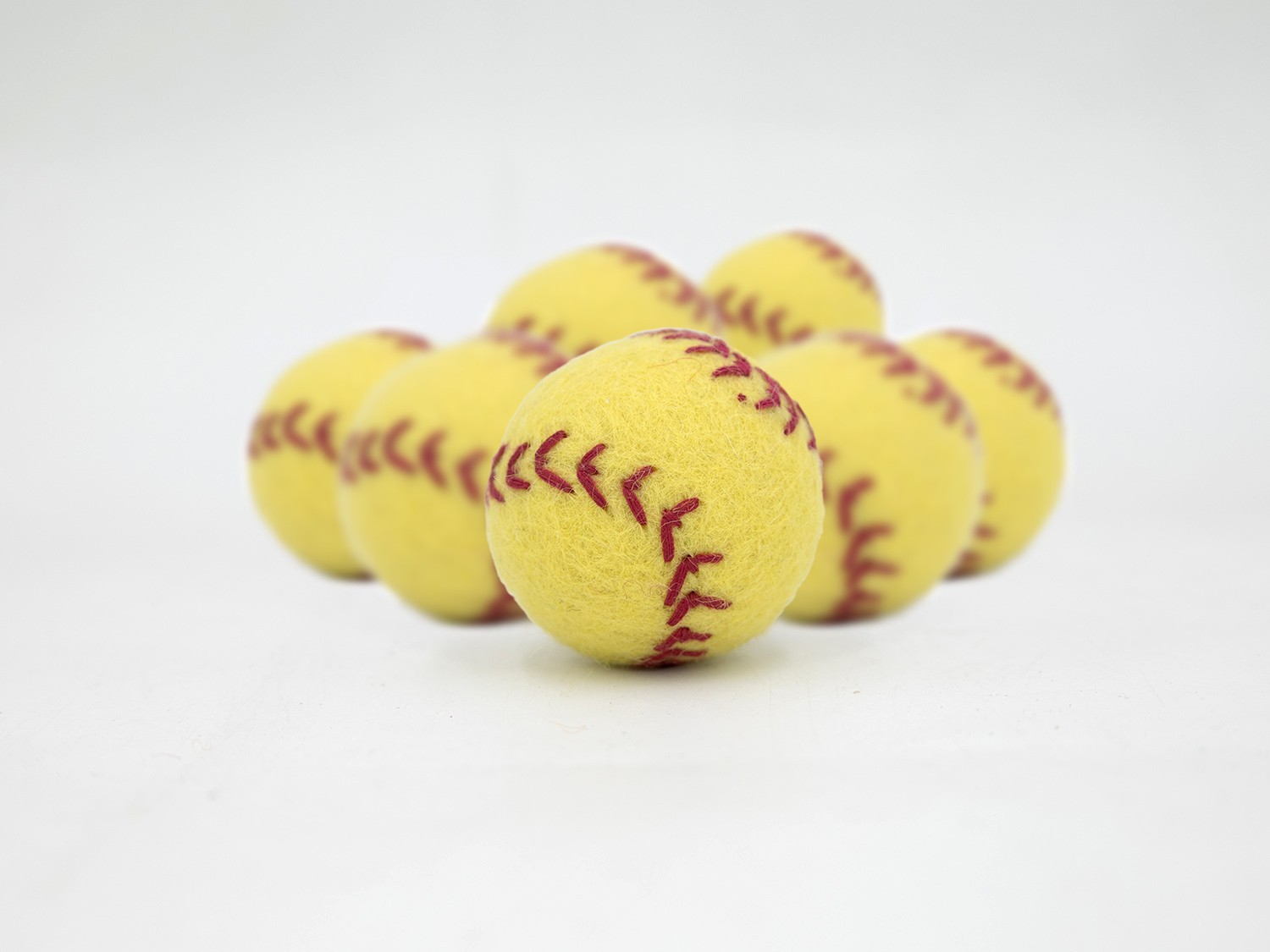 3cm, 4cm, 6cm Yellow Felt Baseball - Felt & Yarn