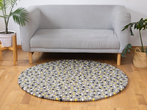 Modern Mosaic Felt Ball Rug