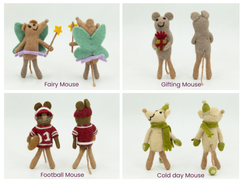 12cm Felt Brown Mice Ornament