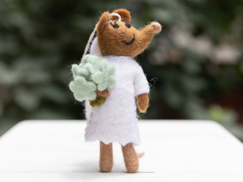 12cm Felt Gray and White Mice Ornament