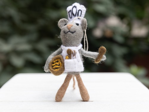 12cm Felt Gray and White Mice Ornament
