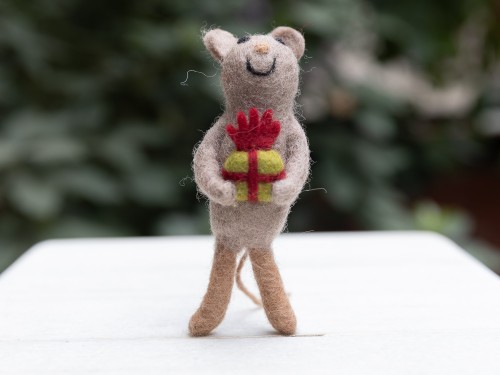 12cm Felt Brown Mice Ornament