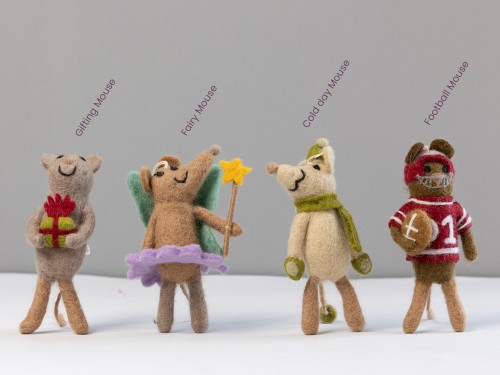 12cm Felt Brown Mice Ornament