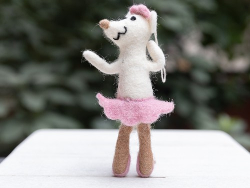 12cm Felt Gray and White Mice Ornament