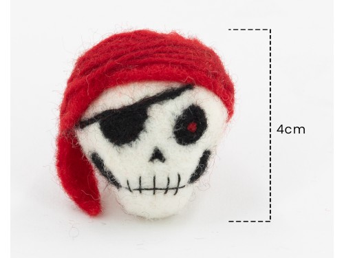 4cm Red Felt Headband Skull