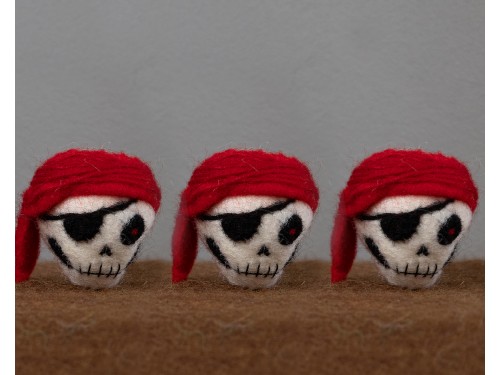 4cm Red Felt Headband Skull
