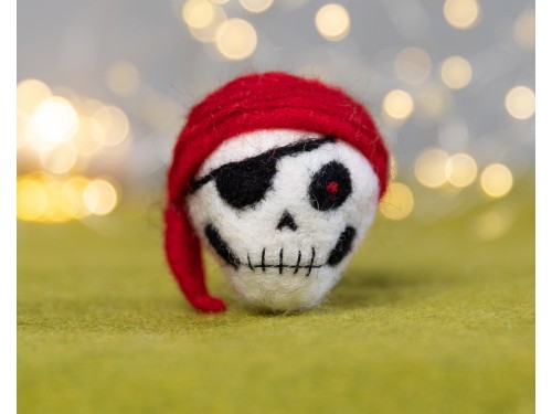 4cm Red Felt Headband Skull
