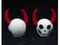 8cm Felt Skull with Red Horn