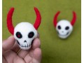 8cm Felt Skull with Red Horn