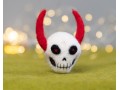 8cm Felt Skull with Red Horn