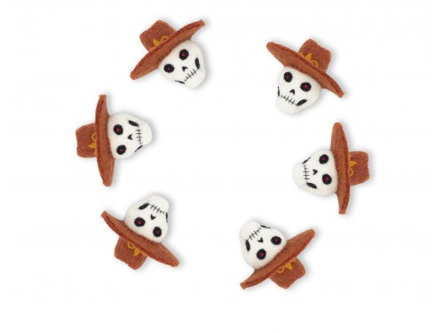 7cm Felt Skull with Cowboy Hat