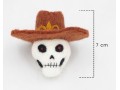 7cm Felt Skull with Cowboy Hat