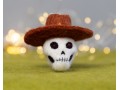 7cm Felt Skull with Cowboy Hat