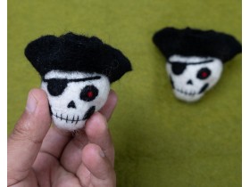 6cm Needle Felted Pirate Skull
