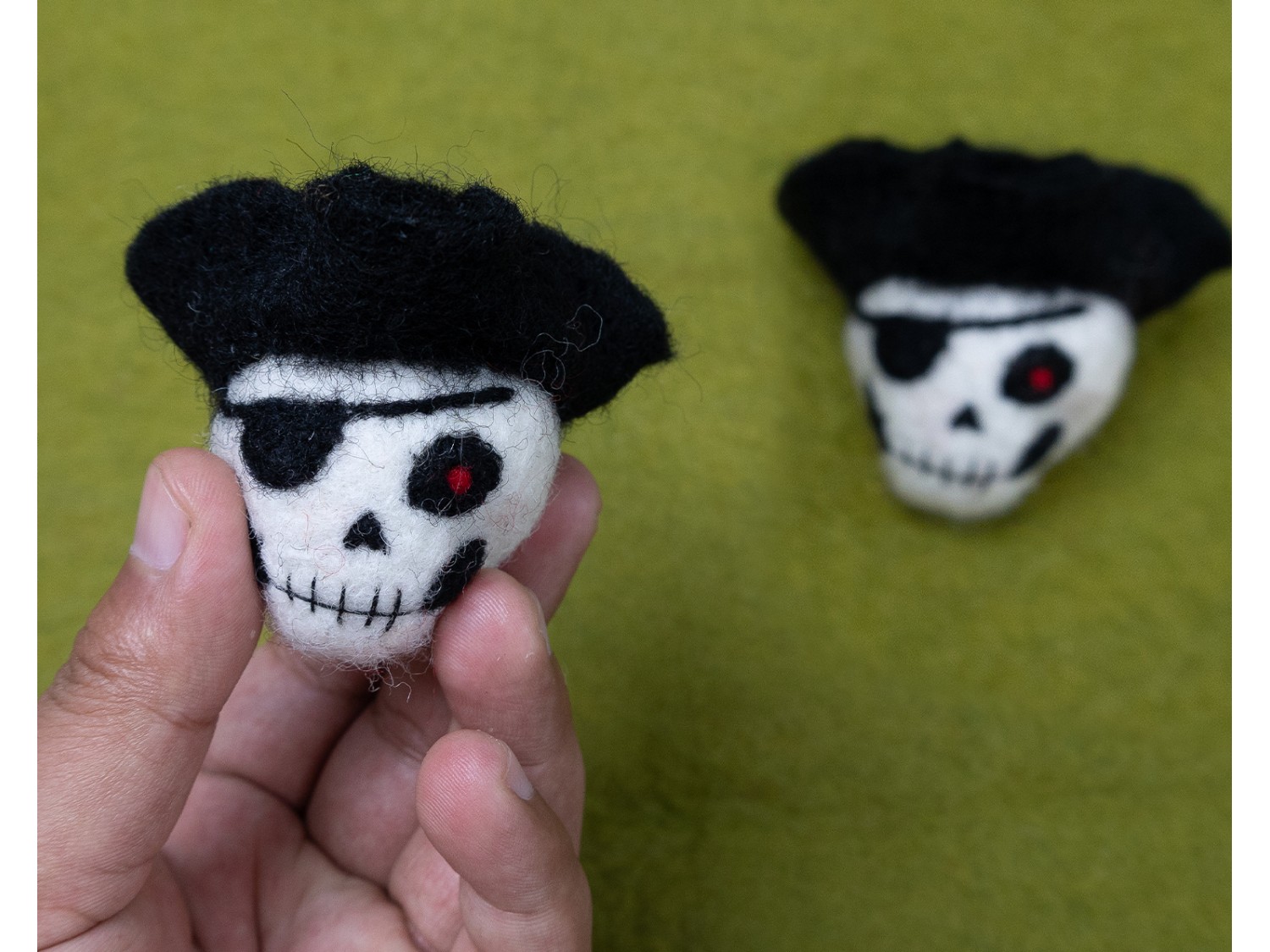 6cm Needle Felted Pirate Skull