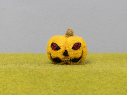 4cm Needle Felted Creepy Pumpkin