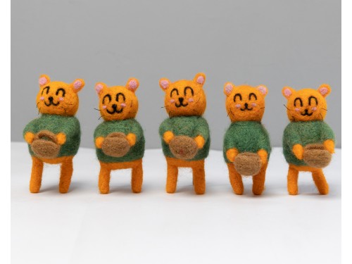 Felt Orange Cat Carrying Easter Basket