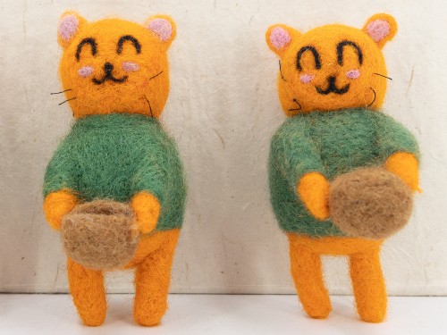 Felt Orange Cat Carrying Easter Basket