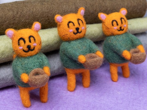 Felt Orange Cat Carrying Easter Basket