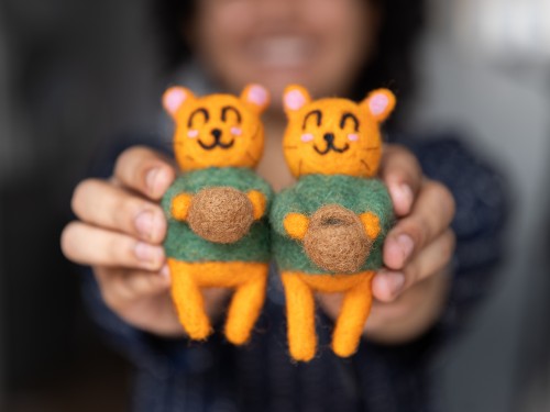 Felt Orange Cat Carrying Easter Basket