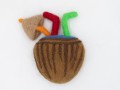 Handmade 12x9cm Wool Felt Coconut with Straws