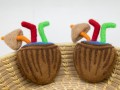 Handmade 12x9cm Wool Felt Coconut with Straws