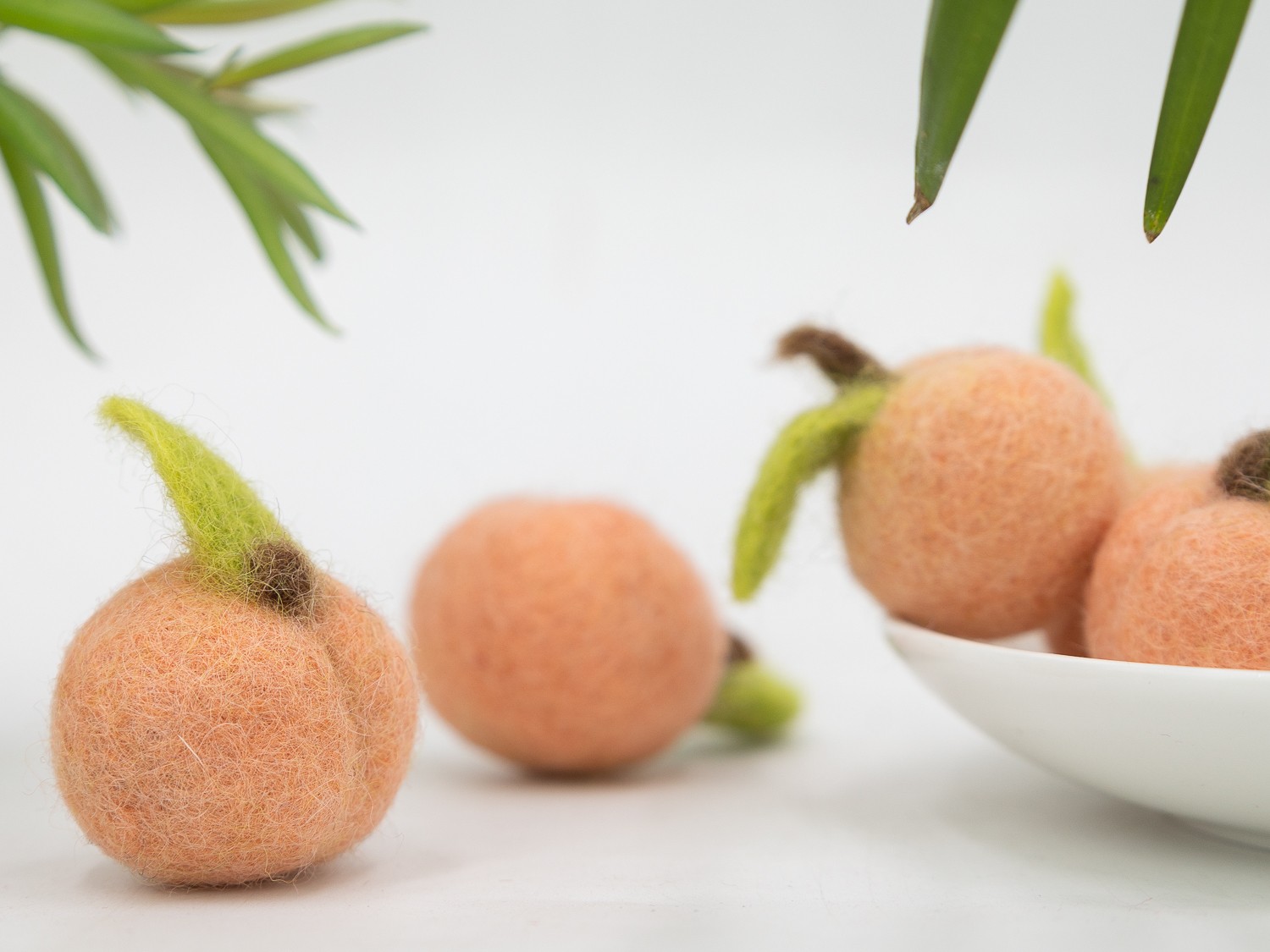 3cm and 5cm Wool Felt Peaches | Felt Fruit Set