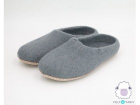Dark Grey Felt Slippers