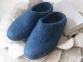 Blue Handmade Wool Felted Slippers