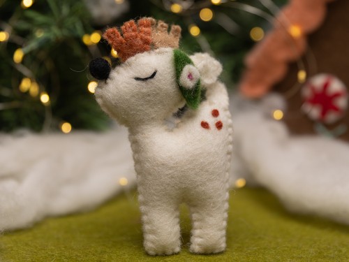 11cm Handmade Wool Felt Reindeer Ornament
