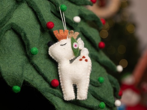 11cm Handmade Wool Felt Reindeer Ornament
