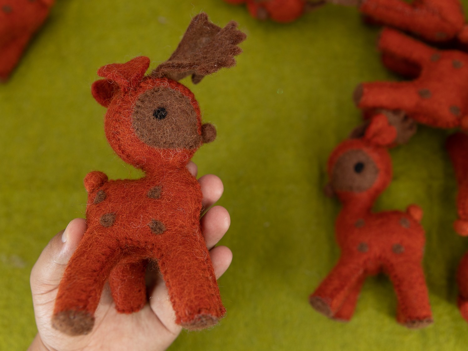 14cm Stitched Wool Reindeer