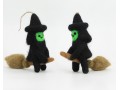 11cm Handcrafted Scary Felt Witch with Broom