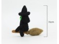11cm Handcrafted Scary Felt Witch with Broom