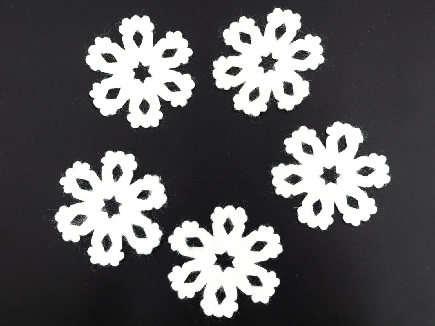10cm White Felt Snowflakes