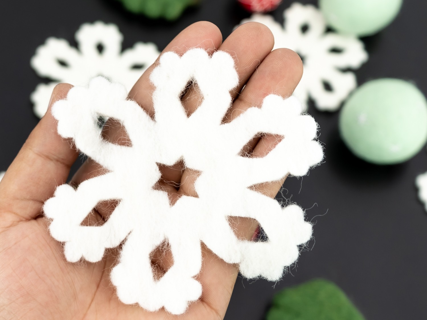 Snowflake Wool blend felt snowflakes Set of 18 snowflakes Winter